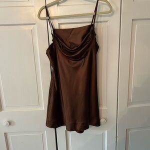 Brown Relaxed Asymmetrical Camisole Mini Dress
